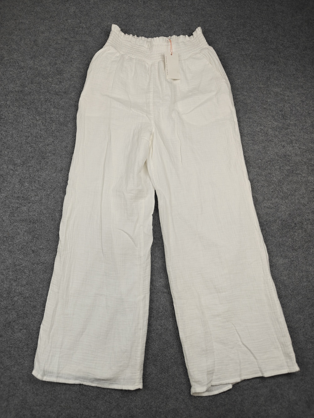 Skies Are Blue Pants Womens Medium White Paperbag Wide-Leg Crepe Elastic
